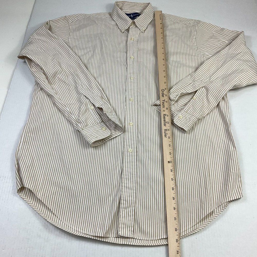 Ralph Lauren Mens Yarmouth Cotton Button Dress Shirt Striped Long Sleeve 16-35 - Picture 5 of 10